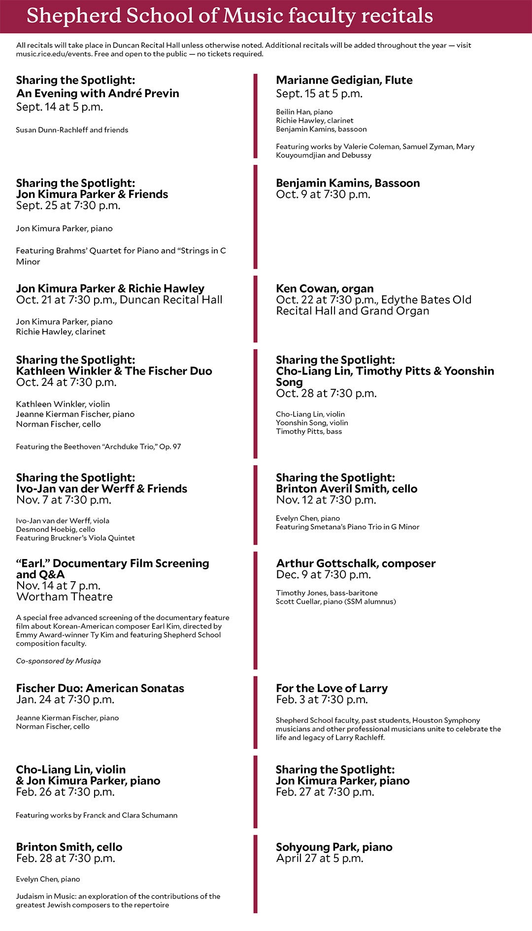 Rice s Shepherd School of Music announces 2024 25 season Rice News